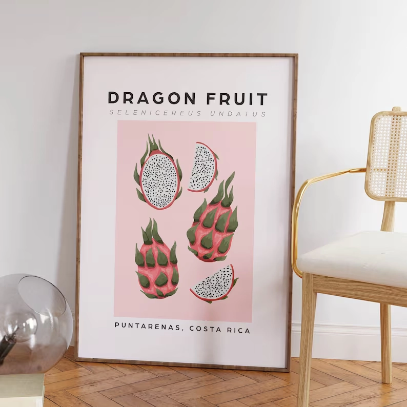 Dragon Fruit Art Print Tropical Kitchen